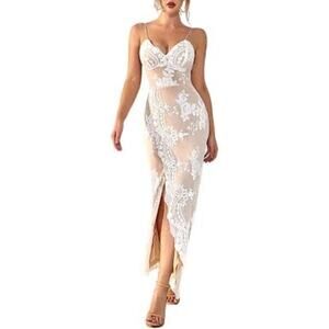 D&M Contrast Sequin Lace Sexy Spaghetti Strap Cami Party Dress Womens Medium NWT